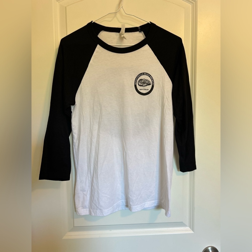 Wrightsville Beach Brewery Black and White Crew Neck Tee base ball style